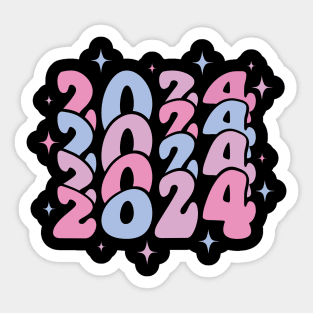 2024 2024 2024 2024 pastel retro wavy Sticker